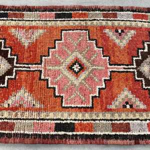 Turkish <b>Runner</b> Rug, 2.5x8.2 ft Vintage Rug, <b>Red</b> Floral Wool Rug - Product Image 3