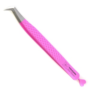 Kounain แหนบต่อขนตาสแตนเลส90องศา0.03มม. นาโนไฟเบอร์เคล็ดลับการแยกการออกแบบหัวใจสีชมพูความงามของคิ้ว - Product Image 4