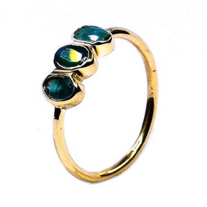 Anillo Esmeralda de Plata de Ley 925 Chapado en Oro Clásico para Bodas y Fiestas - Product Image 1