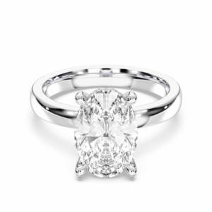 3.19 Carat E-F/VVS-VS Moissanite Engagement <b>Ring</b> Oval & Round Shape Diamond Prong <b>Set</b> in Platinum <b>for</b> <b>Women</b> - Product Image 1