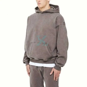 Survêtement personnalisé avec logo pour homme, sweat-shirt en coton, jogging deux pièces, vêtements décontractés, survêtement délavé à l'acide, ensemble jogging en coton et polyester mélangé - Product Image 3