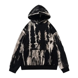Sweats à capuche en coton de haute qualité Boxy Drop Shoulder No String Tie Dye Hoodie pour homme - Product Image 1
