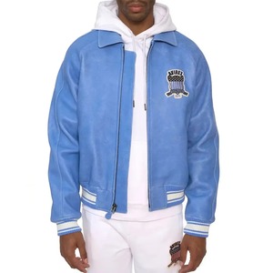 Chaqueta Avirex de Cuero Bordada de Fabricante OEM, Chaqueta Avirex de Cuero Vacuno Genuino Personalizada para Hombre para Invierno - Product Image 3