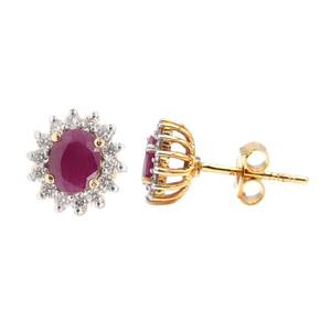 Rubí circón 925 plata esterlina 14K chapado en oro Stud pendientes Julio piedra natal joyería para mujer regalo pieza fina - Product Image 3