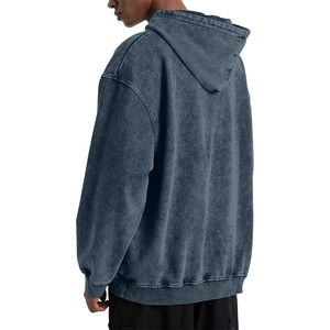 Sudadera de gran tamaño vintage OEM para hombre, Sudadera con capucha de algodón 100% de mezcla de alta calidad, logotipo personalizado bordado, estilo lavado con ácido para invierno - Product Image 4