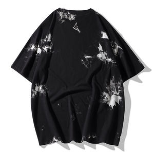 Nueva moda 100% algodón Tie Dye manga larga Camiseta cuello redondo lana Jersey con Logo decoración tejido Tie Dye estilo - Product Image 3