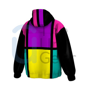 Chaqueta deportiva de invierno de poliéster 100% ligera con estampado personalizado para hombre, cortavientos impermeable con capucha, estilo callejero, posición frontal del logotipo - Product Image 3