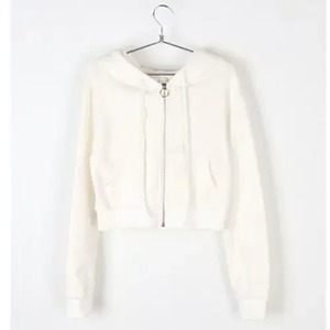 เสื้อฮู้ดทรงหลวมสำหรับผู้หญิงมีซิปรูดขึ้นมีซิปสีพื้นเสื้อครอปวิ่งใส่ได้ทุกวันสำหรับฤดูใบไม้ผลิพิมพ์เทคนิคสไตล์เกาหลี - Product Image 4