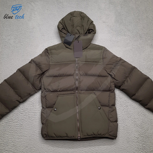 Lightweight Crew Neck Puffer <b>Jacket</b> for <b>Men</b> <b>Winter</b> Outdoor <b>Waterproof</b> Windproof Hooded Cotton Filled Front Logo - Product Image 2