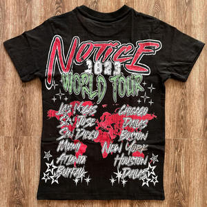 T-shirt personnalisé à col en O pour hommes de haute qualité 100% coton respirant noir Jersey lettre motif uni High Street T-shirts tricotés - Product Image 1