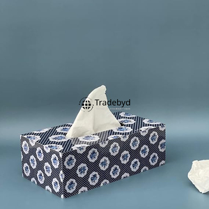 Tradebyd <b>Square</b> <b>Wooden</b> Enamel Printed Eco-Friendly Luxury Handmade Decorative Tissue Holder for Home Hotel Office - Product Image 1