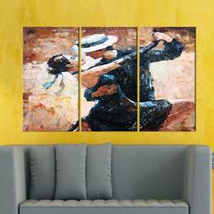 Lienzo de Arte Moderno - Cuadro Impreso de Bailarines de Tango para Decoración Única del Hogar, 3P: Enmarcado tipo Galería - Product Image 1