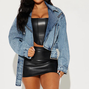 Wholesale Rate Custom Design Oversized Women Denim Jacket / Wholesale Price Women Casual Zip Up Breathable Crop Jacket 2026 - Product Image 2