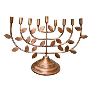 Wholesale Hanukkah 7 Arm <b>Brass</b> Gold Metal Handmade Modern Art Unique Eco-Friendly Menorah <b>Candlestick</b> <b>Holder</b> Low Price - Product Image 3
