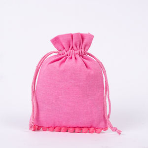 Bolsa Pequeña de Algodón Rosa Claro Hecha a Mano con Cordón y Logotipo Personalizado Impreso para Empaque, Marcas Minoristas, Eventos, Disponible al por Mayor - Product Image 3