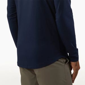 Camiseta Henley con logotipo personalizado para mujer, mezcla suave de poliéster y algodón y licra, manga larga, dobladillo curvo, azul pacífico - Product Image 6