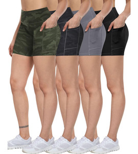 กางเกงขาสั้นโพลีเอสเตอร์ลายพรางมีกระเป๋าสำหรับนักขี่จักรยานชุดเล่นโยคะฟิตเนสของผู้หญิงชุดเล่นกีฬาแบบกำหนดเอง - Product Image 1