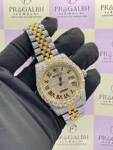 Reloj de Cuarzo con Diamantes Moissanite, Diseño Iced Out de Lujo, Movimiento ETA, Cristal de Zafiro, Correa de Acero Inoxidable, Resistente al Agua 10 Bar - Product Image 3