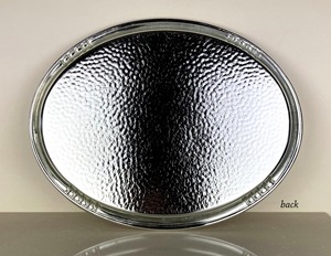 ถาดเสิร์ฟเหล็กทรงวงรีทำด้วยค้อนสีเงินออกแบบมาสำหรับงานเฉลิมฉลองการจัดเลี้ยงอย่างมีสไตล์และใช้ในชีวิตประจำวัน - Product Image 6