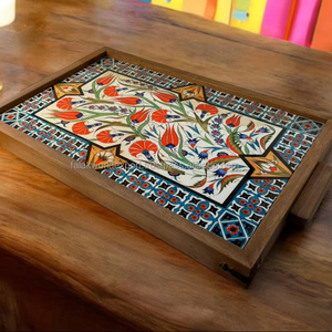 Bandeja de Madera Artesanal con Estampado y Acabado Brillante para Hoteles y Uso Doméstico a Precio de Mayoreo desde India - Product Image 2