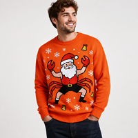 Herren Strickpullover 100% Baumwolle Weihnachtsmann Übergröße Großer und Langer Pullover Lustiger Hässlicher Weihnachtspullover Herren Winter-Oberteil