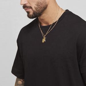 Nouveauté T-shirt Homme 100% Coton Manches Courtes Uni Noir Logo Personnalisé Surdimensionné - Product Image 3