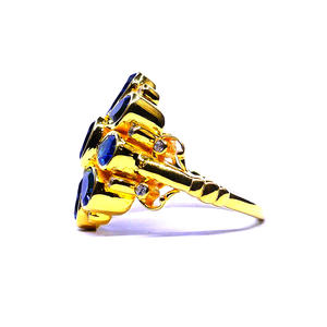 Classique à la mode femmes 925 argent Sterling plaqué or canal réglage amoureux forme bague Londres bleu topaze pierre précieuse fiançailles - Product Image 5