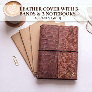 Personalized Crocodile Brown Embossed Leather Journal Cover, Refillable <b>Notebook</b>, 3 Insert <b>Planner</b>, Textured Leather Organizer - Product Image 5