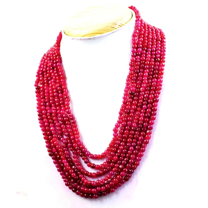 AAA+ Quality Round Shape 570.00 Cts Earth Mined Enhanced <b>Ruby</b> Beads <b>Necklace</b> Cus-Jew128 - Product Image 1
