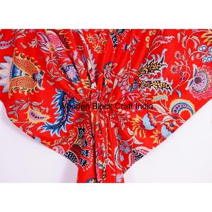 Vestido Kaftán 100% Algodón Puro con Encaje Floral y Cuadros para Mujeres Embarazadas - Vestido Maxi para Playa y Dormir - Product Image 3