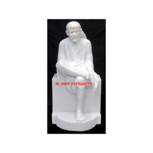 Atractivo y Elegante Ídolo de Sai Baba en Mármol Blanco con Acabado Pulido de Primera Calidad para Decoración de Oficina al Mejor Precio - Product Image 1