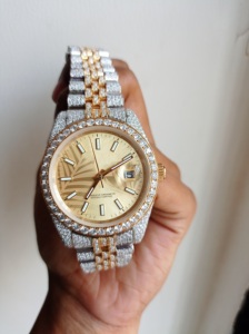 Lấp lánh Bling lớn quay số cơ khí quyến rũ Iced out unisex bezel sang trọng hip hop tùy chỉnh kim cương Đồng hồ đeo tay - Product Image 6