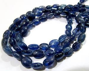 Natural Blue Sapphire <b>Beads</b> Smooth Oval Shape Size 8x10mm 4-Inch Strand <b>Stone</b> <b>Beads</b> - Product Image 3
