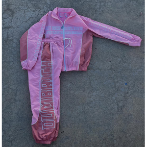 Ensemble survêtement homme léger avec veste coupe-vent à fermeture éclair amovible personnalisée et pantalon de survêtement en nylon réfléchissant - Product Image 2