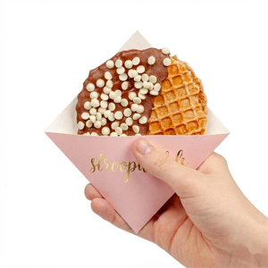Empaque de Papel para Conos de Stroopwafels, Color Rosa Dorado, con Burbujas, Logotipo Personalizado, Mini Stroopwafels, Soporte para Empaque de Stroopwafels - Product Image 1