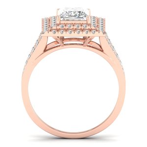 Bague Halo en Or Massif 14K avec Moissanite Taille Princesse 1,87 Carat, Design Original REYES, Certifiée GRA, Bijoux Fins pour Femme - Product Image 4