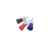 Brosse à embout en nylon de qualité industrielle la plus vendue, avec manche en plaque de fer, pour perceuse rotative, pour montage, polissage et nettoyage, longueur de poils OEM