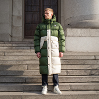 Veste longue à capuche matelassée pour homme, hiver, chaude, coupe-vent, respirante, écologique, logo frontal