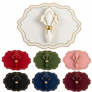 Saultlink Royale Embroidered <b>Placemat</b> and Napkin Set for Weddings Hotels OEM Wholesale - Product Image 1