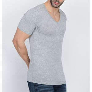 Camisetas de Cuello en V para Hombre, Tejido de Punto, 100% Algodón, Lisas, Personalizables con Logotipo, Suaves, Casuales, Básicas, de Manga Corta, al por Mayor - Product Image 4