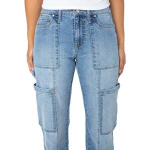 Pantalons pour femmes Boyfriend Denim Jeans Streetwear Fashion Multi Pockets Flared Pleated Pantalones Baggy Cargo Pants For Women - Product Image 5