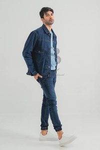2025 taille personnalisée hommes nouveau Style Denim veste décontracté à la mode solide bleu tricoté OEM entretenu pour l'hiver taux de gros - Product Image 4