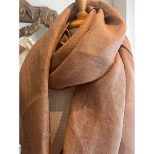 Écharpe longue respirante en lin et fourrure pour femme Mushroom 75x200cm - Product Image 2