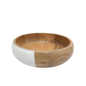 Lot de 3 bols ronds en bois d'acacia de couleur blanche et naturelle bol à fruits de petite taille pour la décoration de cuisine et de mariage personnalisée - Product Image 4