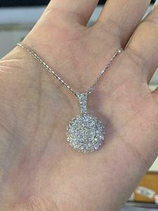 2.10Ct Letter Cut Diamond Halo Pendant 14K White Gold Plated Sterling <b>Silver</b> Party Jewelry - Product Image 2