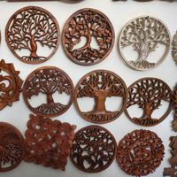 Bali sculpture en bois décor rustique pays prière Boho perles grand décor mural suspendu perles de ferme 58 pouces guirlande de perles en bois avec Ta