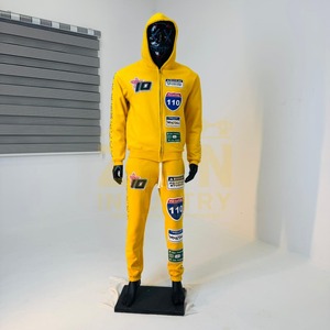 Ensemble de survêtement 2 pièces pour homme, élégant, hiver, avec strass en forme de diamant, à capuche, décontracté, couleur unie, luxe, streetwear hip-hop, couleurs personnalisées, patch - Product Image 6