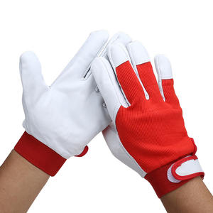 Gants de travail en cuir de mouton/chèvre à grain, tissu extensible bleu, pour jardinage, anti-chimiques, antistatiques, sans silicone - Product Image 2