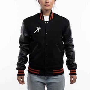 Nueva moda 2025, ropa de mujer de manga larga de cuero, chaqueta Varsity, venta al por mayor, chaquetas de invierno de lana con letras de béisbol para mujer - Product Image 6