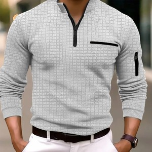 High Quality Men's for POLO Shirt Checker <b>Checkered</b> Stand Collar Quick Sell New Spring Sports Breathable <b>Top</b> Arm Zipper Solid - Product Image 5